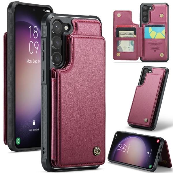 Samsung S23 - Skal Premium Kortfack RFID Skyddat CaseMe® Röd