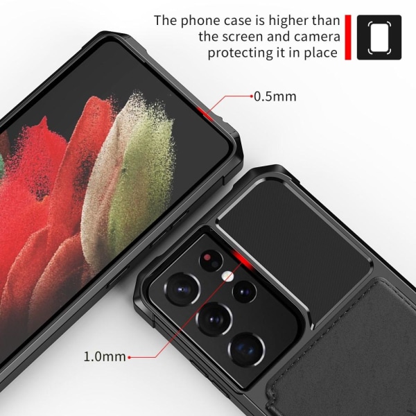 Samsung Galaxy S21 Ultra - Stöttåligt RFID Skyddat Skal Korthåll Black Samsung Galaxy S21 Ultra