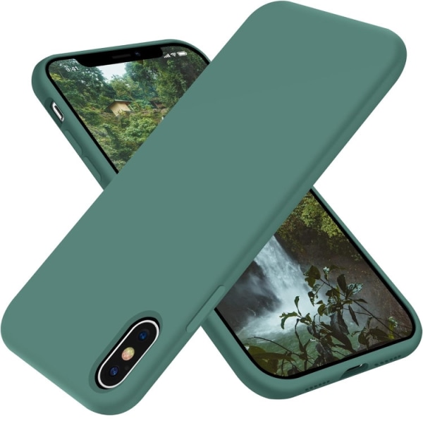 iPhone X/XS - Gummibelagt Stöttåligt Silikon Skal Grön Green iPhone X/XS
