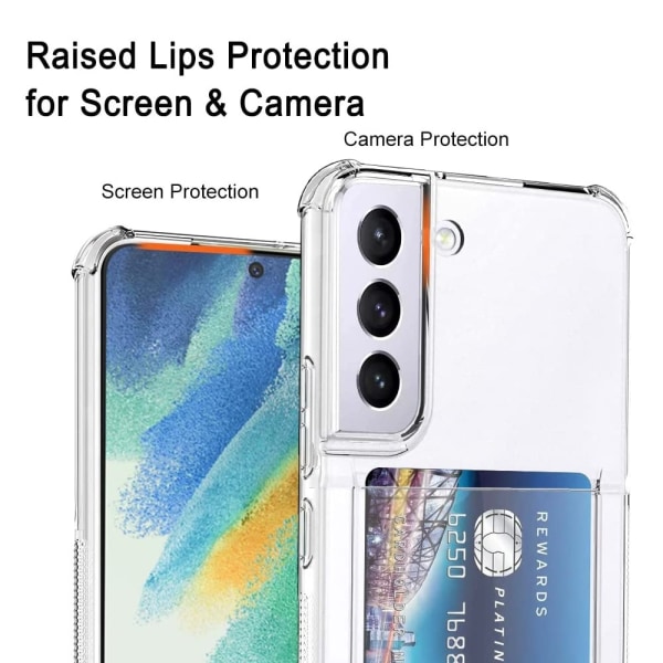 Samsung S21 FE - Stöttåligt Transparent Silikon Skal Kortfack So
