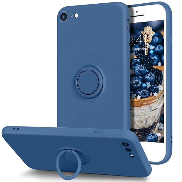 iPhone 7/8/SE - Silikonskal Magnetisk Ringhållare Välj Färg Blue Blå