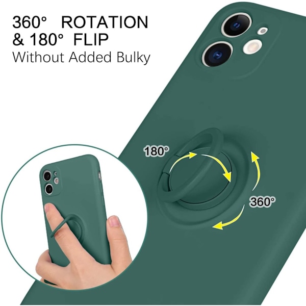 iPhone 11 - Silikonskal med Magnetisk Ring Välj Färg Green Grön