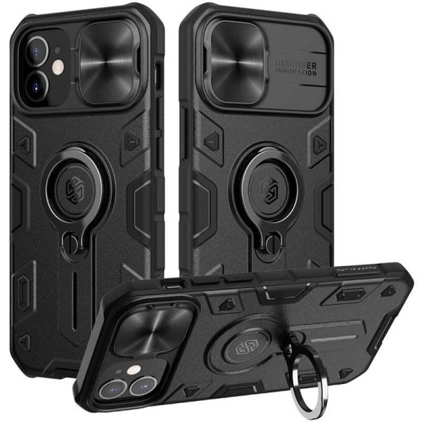 iPhone 12/12 Pro - Stöttåligt Skal CamShield med Ringhållare Nil Black