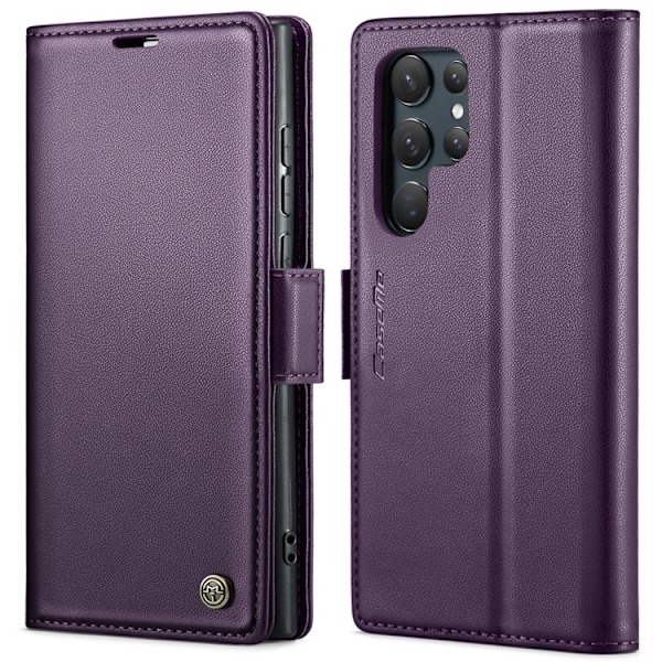 Samsung S24 Ultra - Fodral Premium Läder RFID Skyddat CaseMe® Lila Purple