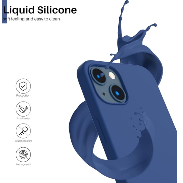 iPhone 14 - Gummibelagt Stöttåligt Silikon Skal Navy Blå Blue iPhone 14