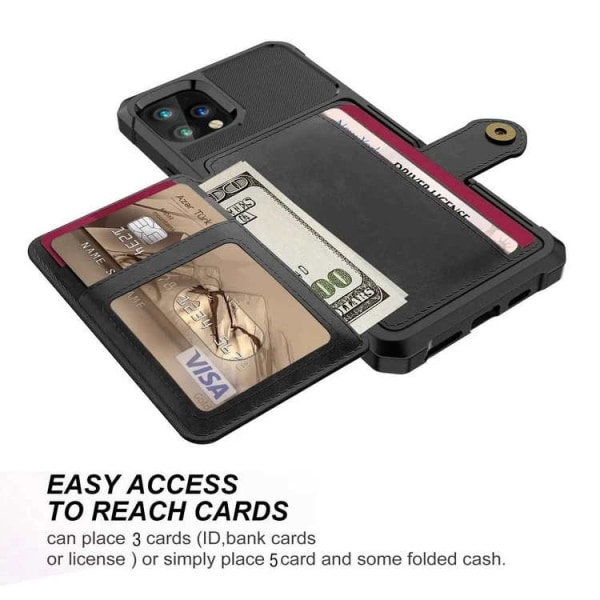 Premium Stöttåligt Skal korthållare Solid® iPhone 13/13 Pro/ Pro Black 13 Pro Max