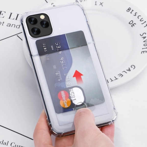 iPhone 12/12 Pro - Transparent Silikon Skal Kortfack Solid® Extr Transparent iPhone 12/12 Pro