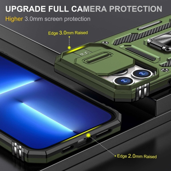 iPhone 14 Pro - Skal Stöttåligt Hybrid Kameraskydd Ringhållare G Green Apple iPhone 14 Pro