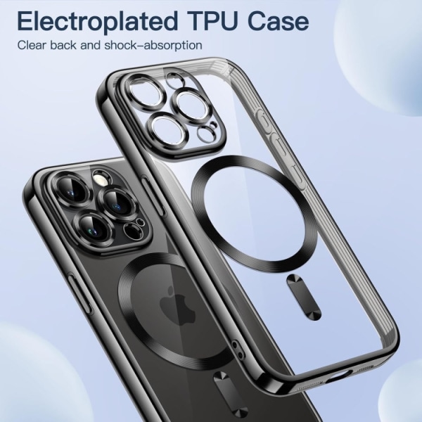 iPhone 15 Pro - Electroplating Magsafe Skal Stöttåligt - Svart