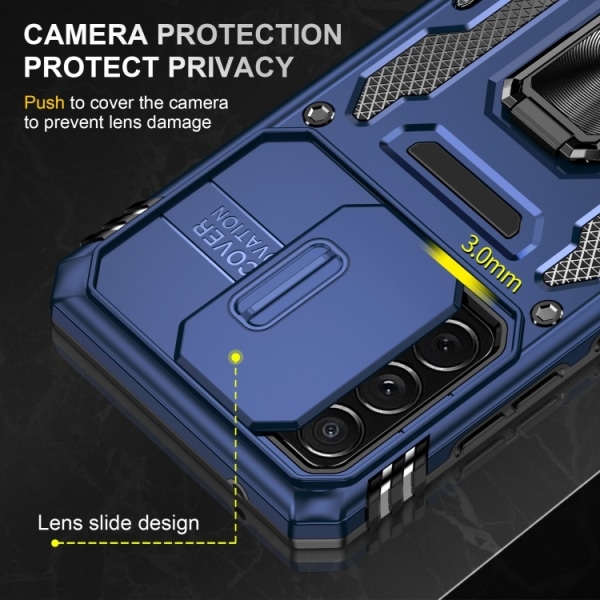 Samsung A52/A52s - Skal Kameraskydd Hybrid Ringhållare Blå Blue Samsung Galaxy A52/A52s