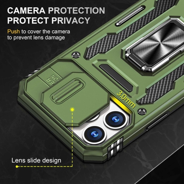 iPhone 14 Pro - Skal Stöttåligt Hybrid Kameraskydd Ringhållare G Green Apple iPhone 14 Pro