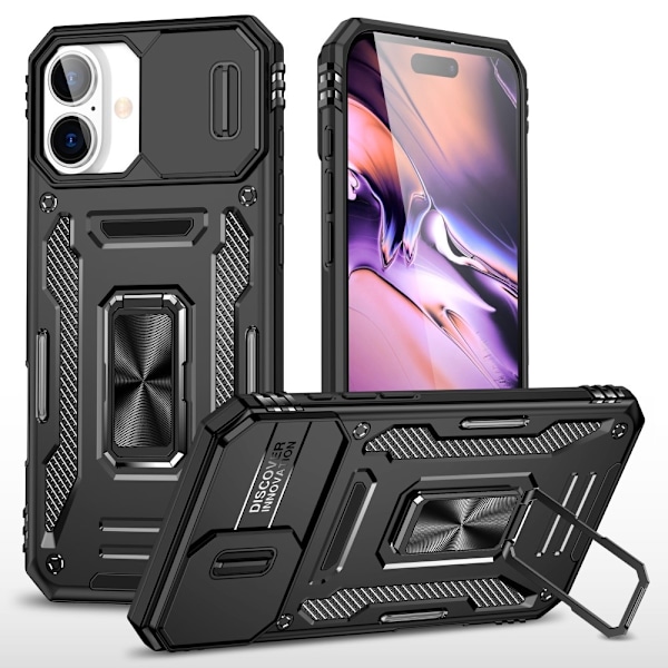 iPhone 16 - Skal CamShield / Kameraskydd Ringhållare Svart Black