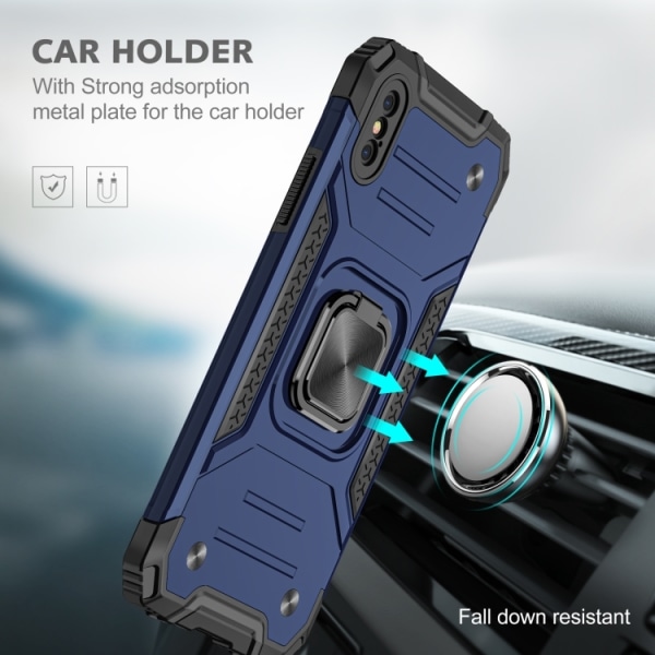 iPhone X/XS - Skal Stöttåligt Hybrid Ringhållare Blå Blue