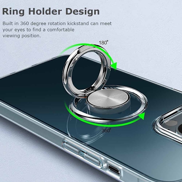 iPhone 15 - Stöttåligt Skal med Ringhållare Transparent Transparent