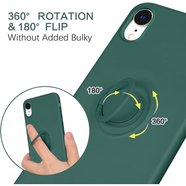 iPhone XR - Välj Färg Silikonskal med Ringhållare Solid® Grön