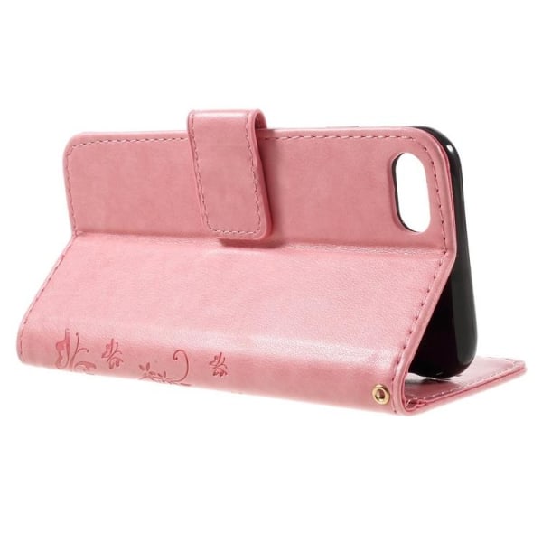 iPhone 7/8/SE - Läder Fodral Fjärilar Solid® Rosa Pink Rosa