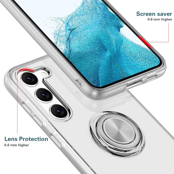 Samsung S22 - Stötdämpande Transparent Silikonskal Ringhållare Solid®