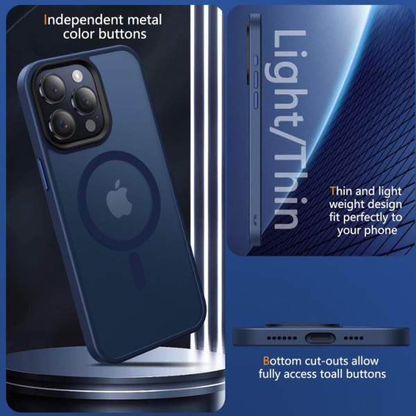 iPhone 15 Pro Max - MagSafe skal MagMat Stöttåligt Matt Blå Blue