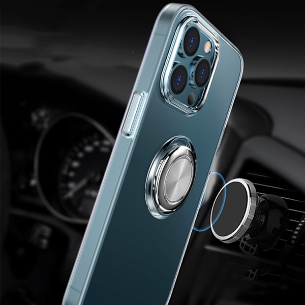 iPhone 12/12 Pro - Transparent Silikon Skal Solid® Ringhållare Transparent iPhone 12/12 Pro