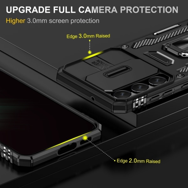 Samsung S24 - Skal Kameraskydd Stöttåligt Kickstand Svart
