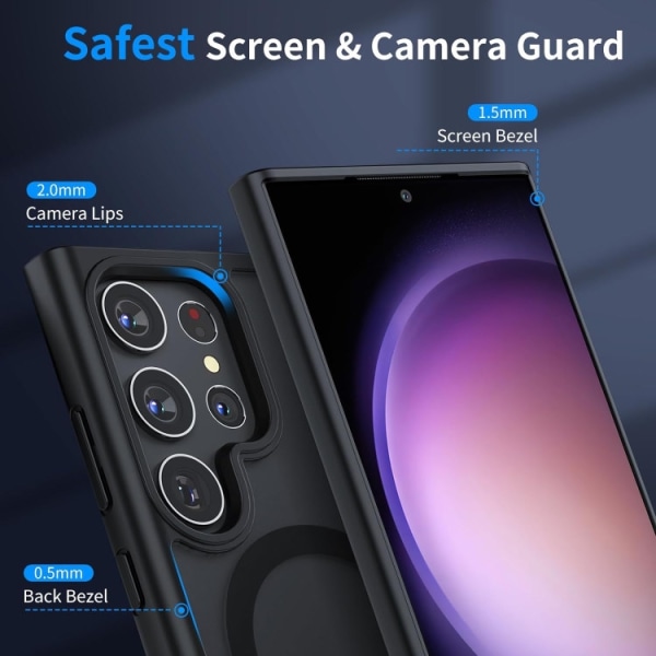 Samsung S23 Ultra - Skal MagSafe Stöttåligt Frostad Matt Svart