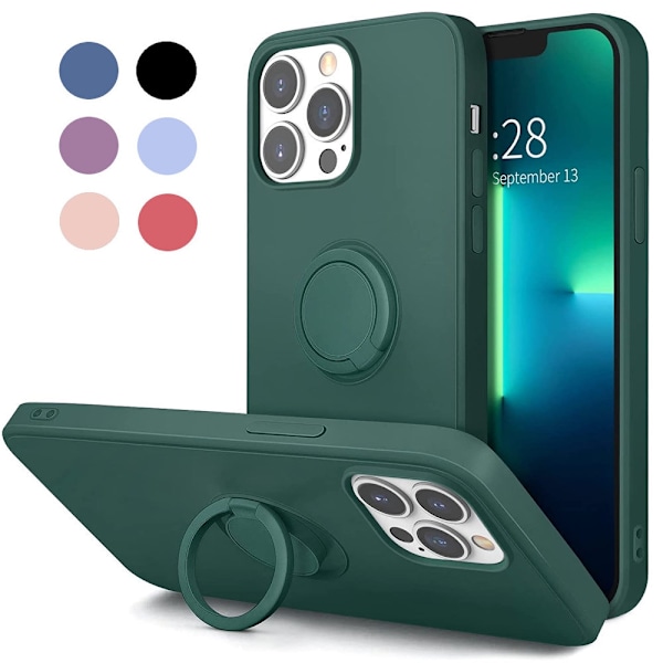 iPhone 12 Pro Max - Välj Färg Silikonskal Stötdämpande med Ringhållare Svart