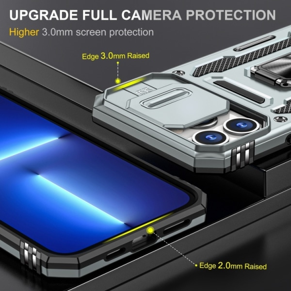 iPhone 14 Pro - Skal Kameraskydd Stöttåligt Hybrid Ringhållare G Grey iPhone 14 Pro