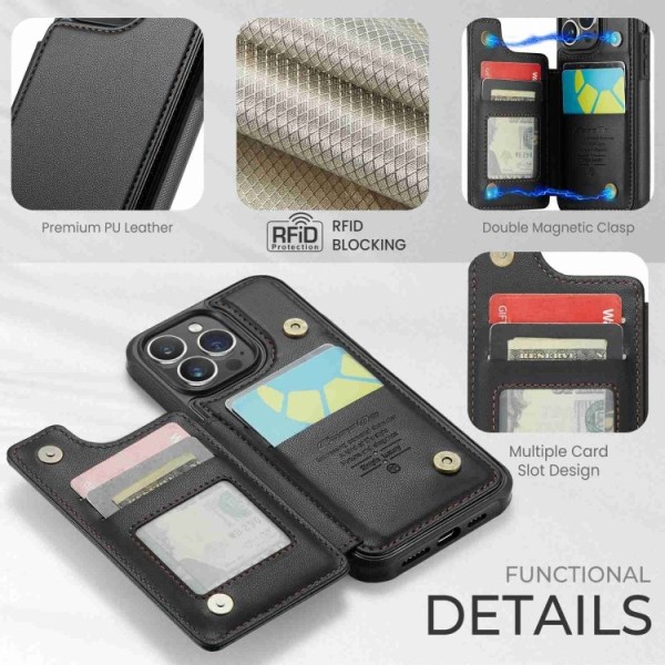 iPhone 13 Pro Max - Skal Premium Kortfack RFID Skyddat CaseMe® S Black