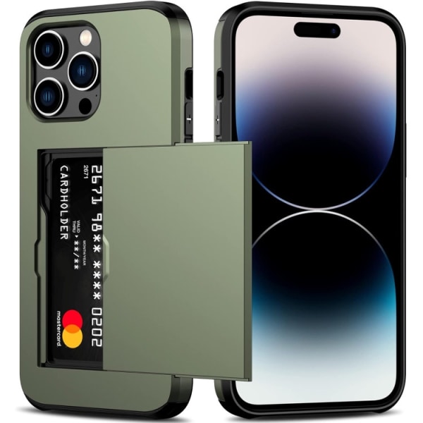 Phone 12/12 Pro - Skal med kortfack Solid® Extra förstärkt Grön