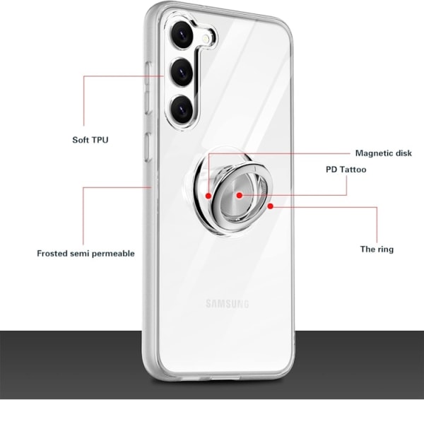 Samsung S22 - Stötdämpande Transparent Silikonskal Ringhållare S