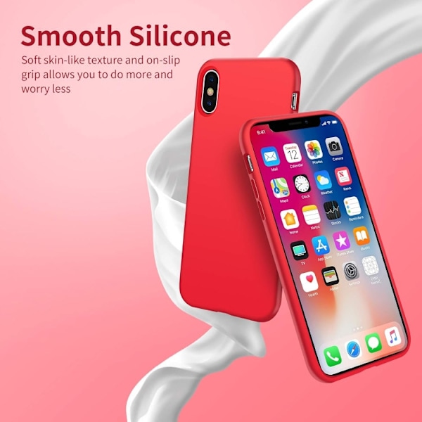 iPhone X/XS - Gummibelagt Stöttåligt Silikon Skal Röd Red iPhone X/XS