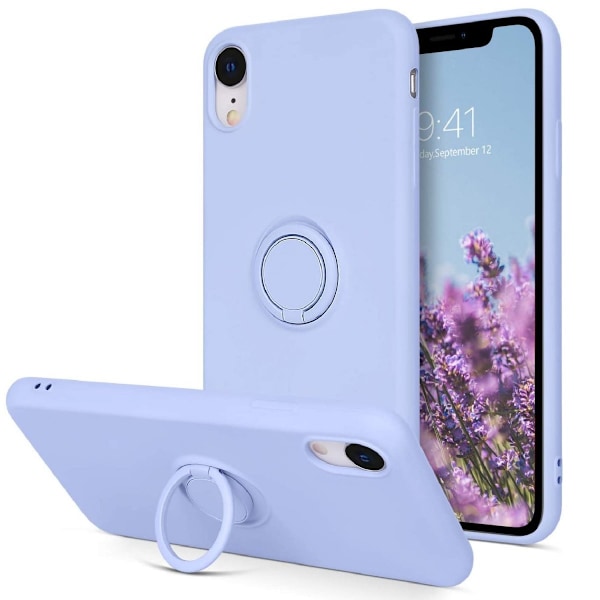 iPhone XR - Välj Färg Silikonskal med Ringhållare Solid® Mörklila