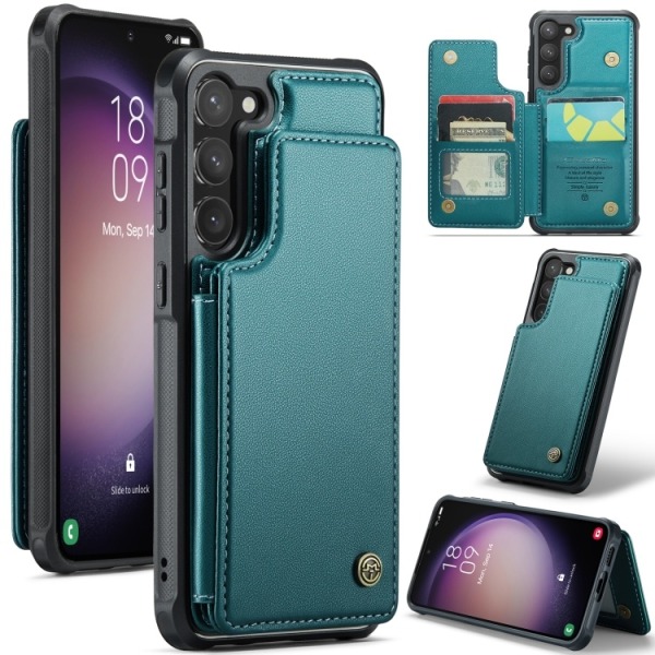 Samsung S22 - Premium Skal Kortfack RFID Skyddat CaseMe® Grön Green