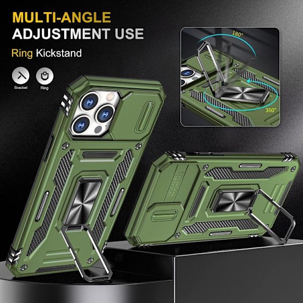 iPhone 14 Pro Max - Skal CamShield / Kameraskydd Ringhållare Grön iPhone 14 Pro Max