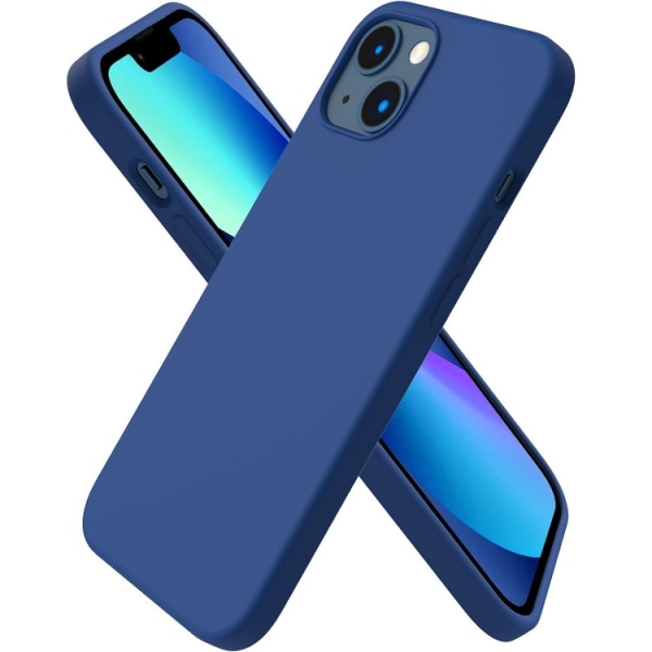 iPhone 14 - Gummibelagt Stöttåligt Silikon Skal Navy Blå Blue iPhone 14