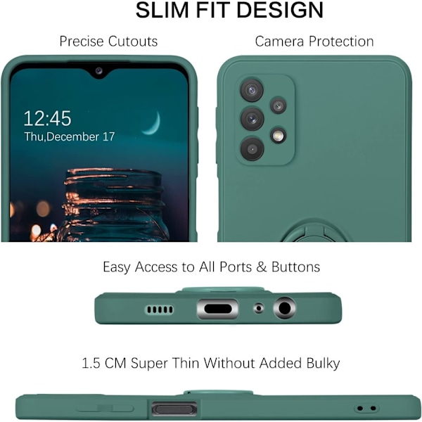 Samsung A52/A52s - Stöttåligt Skal med Ringhållare CamShield Grön Green