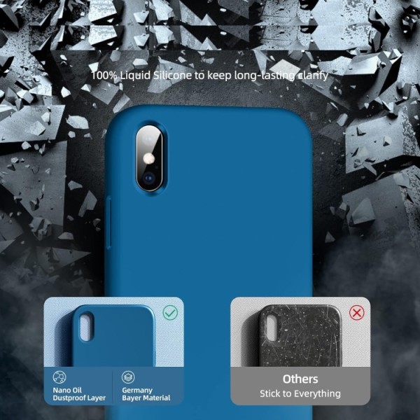 iPhone XR- Gummibelagt Stöttåligt Silikon Skal Navy Blå Blue