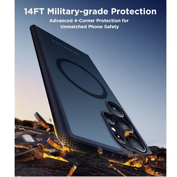 Samsung S25 Ultra - Skal MagSafe Stötdämpande Frostad Matt Svart Black