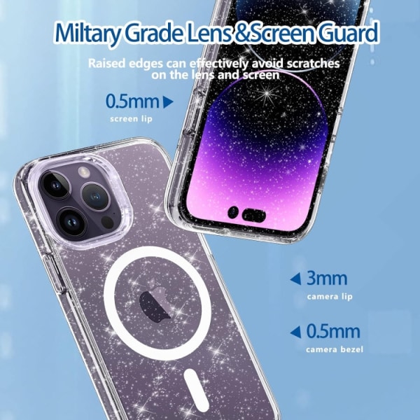 iPhone 14 Pro Max - Magsafe Skal Transparent Glitter