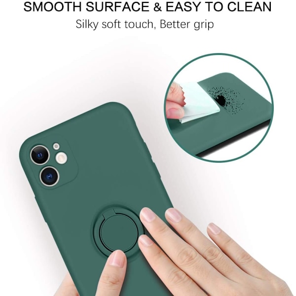 iPhone 11 - Silikonskal med Magnetisk Ring Välj Färg Green Grön