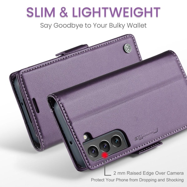 Samsung Galaxy S21 - Fodral Premium Läder RFID Skyddat CaseMe® L Purple