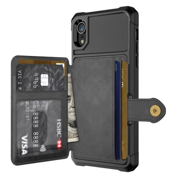 iPhone XR - Stöttåligt Skal Korthållare Solid® RFID Skyddat Svar Black iPhone XR