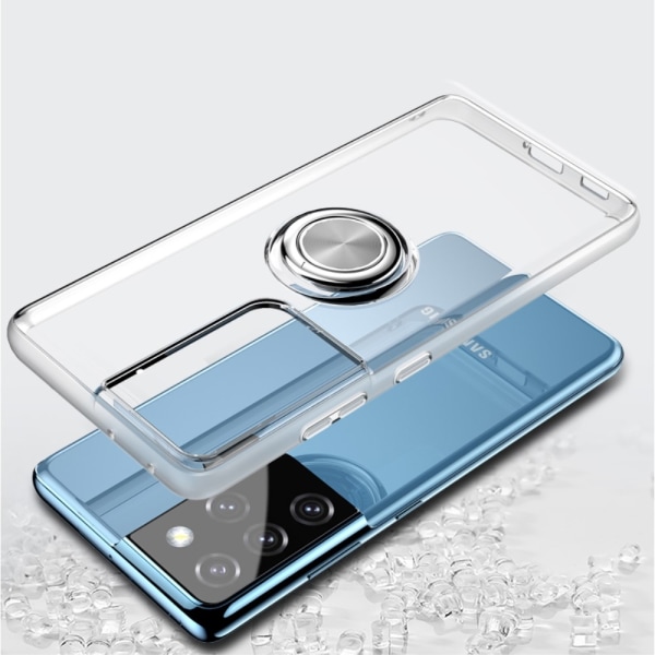 Samsung Galaxy S21 Ultra Transparent Silikon Skal Solid® Ringhål Transparent Samsung Galaxy S21 Ultra