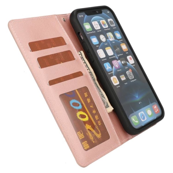 iPhone 12/12 Pro - 2in1 Magnet Läder Plånboksfodral Roséguld PinkGold