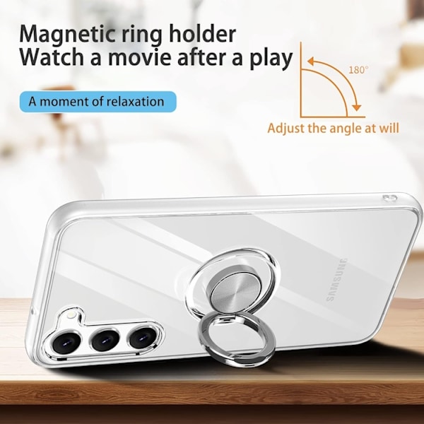 Samsung S22 - Stötdämpande Transparent Silikonskal Ringhållare Solid®