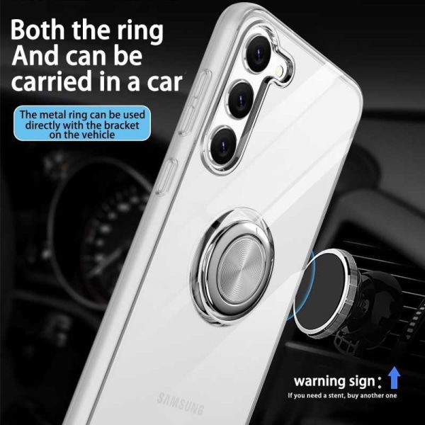 Samsung S24 - Stöttåligt Mobilskal med Ringhållare Transparent Transparent
