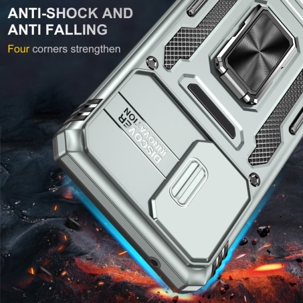 Samsung A52/A52s - Skal Kameraskydd Hybrid Ringhållare Silver Grey Galaxy A52/A52s
