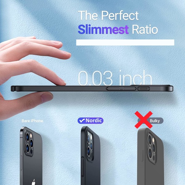 iPhone 12 Pro Max - Ultratunt Slim Fit Gummibelagt Skal Svart Black iPhone 12 Pro Max