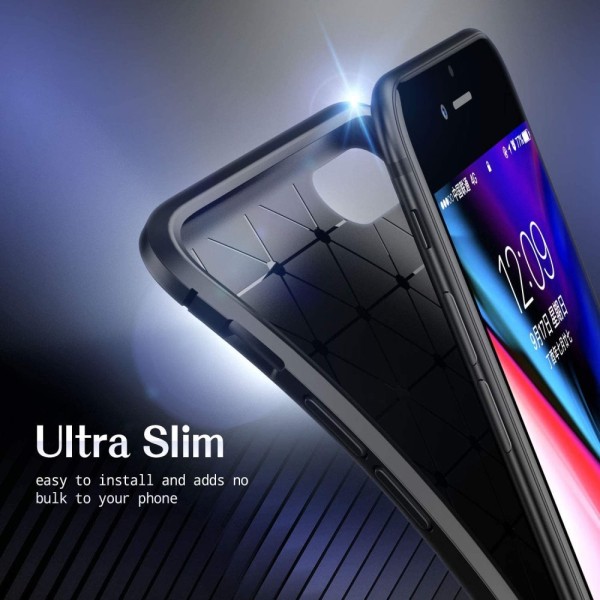 iPhone 7/8/SE - Stötdämpande silikon Skal Karbon® Svart