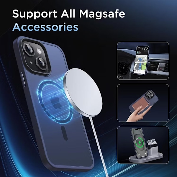 iPhone 15 - Skal MagSafe MagMat Frostad Matt Blå Blue